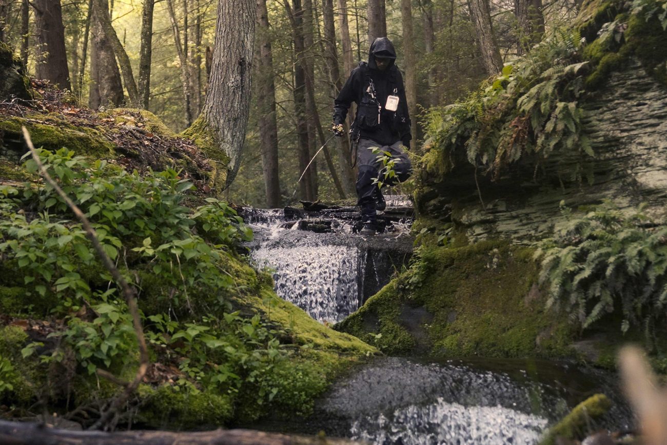 Masakazu Fukuyama eyeing up a waterfall to fish